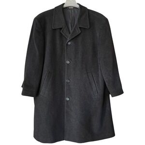 Kasper Coat Overcoat‎ Mens 42S Charcoal Black  Gray Wool Cashmere Notch Collar